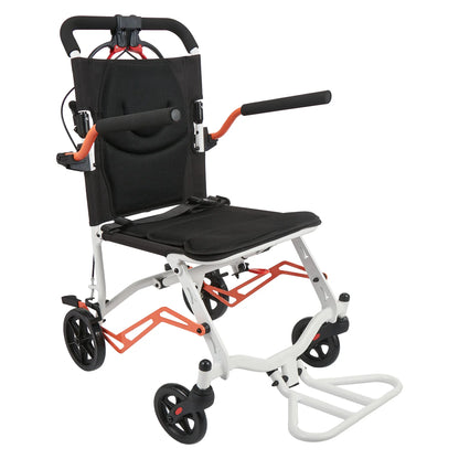 Lightweight Folding Transport Wheelchair for Adults & Seniors – 18 Lbs Aluminum Frame – Removable Turn over Armrests – Swing-Away Footrests – Locking Handbrake – 220 Lbs Capacity – Easy Fold & Carry – Ideal for Travel & Indoors