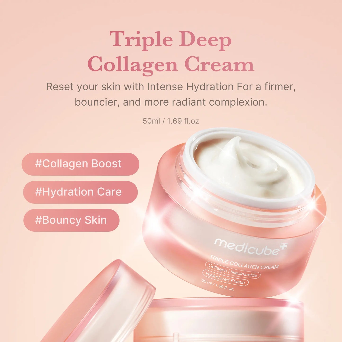 [Medicube] Triple Collagen Cream (Collagen+Hyaluronic Acid+Niacinamide+Shea Butter) L Hydrating Moisturizer