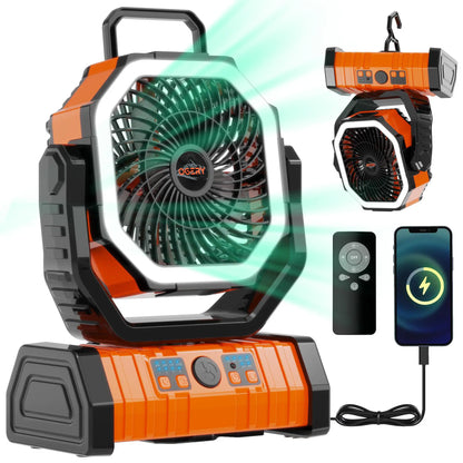 OGERY Rechargeable Camping Fan with LED Light, Portable Multi-Functional Fan with 360° Rotating Hook, Oscillating Emergency Camping Fan Cordless Rotatable Battery Powered Lightweight Summerwins