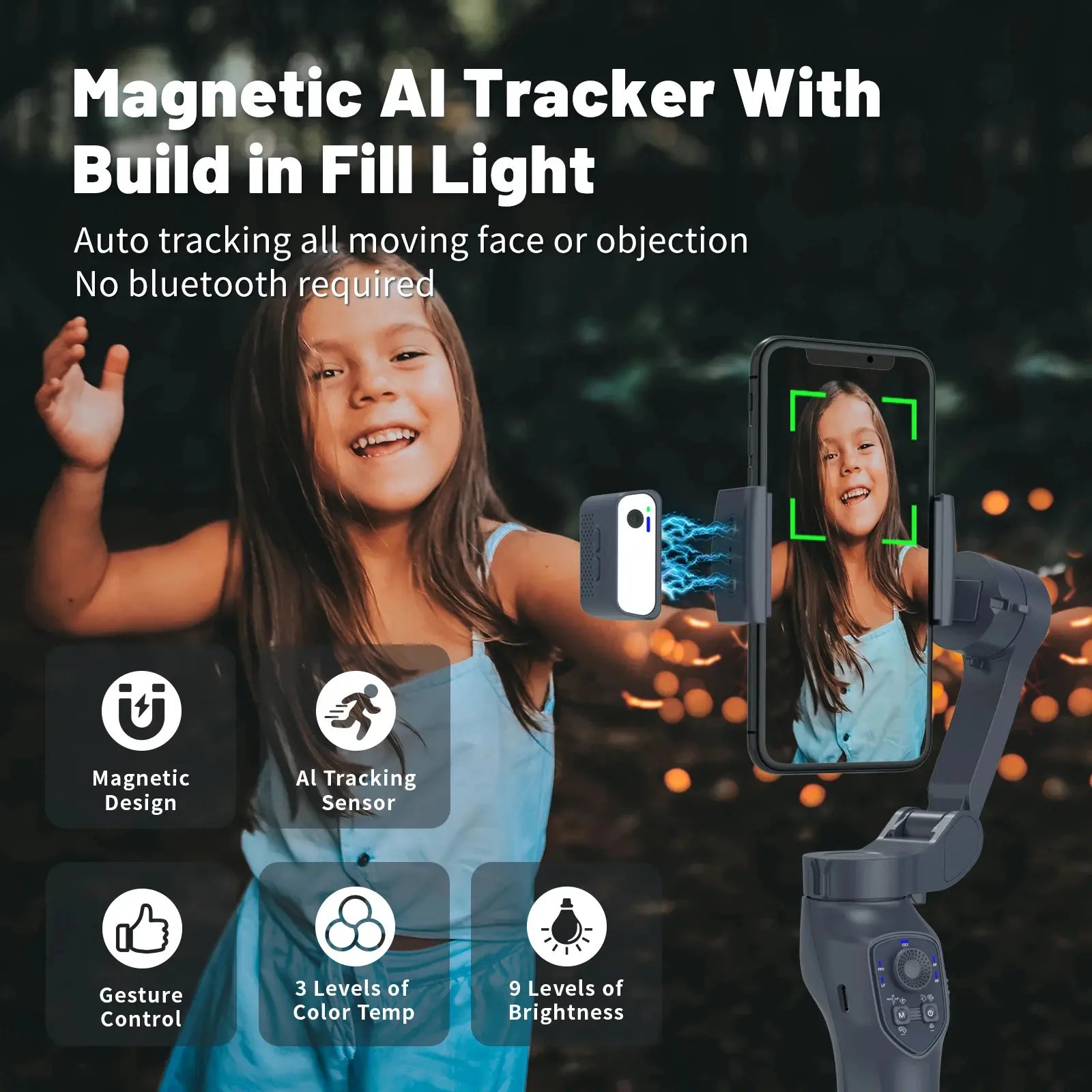 Portable Ll7Cpro 3 for Axis AI Gimbal Stabilizer New Foldable Auto Face Tracking Video Recording Device for Android Mobile Phone Selfie