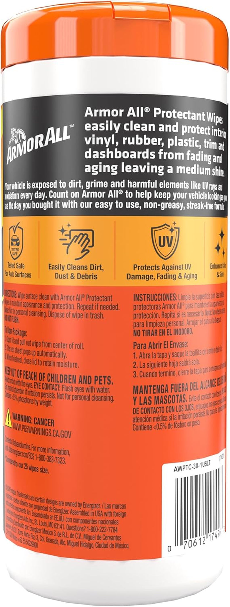 Original Protectant Wipes by , Car Interior Cleaner Wipes with UV Protection to Fight Cracking & Fading, 30 Count