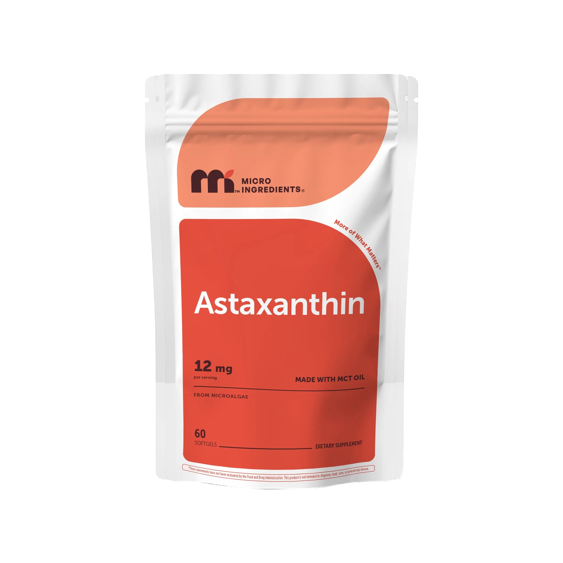 Micro Ingredients Astaxanthin 12Mg | Natural Tanning, Fresh Microalgae Source, Easy to Swallow