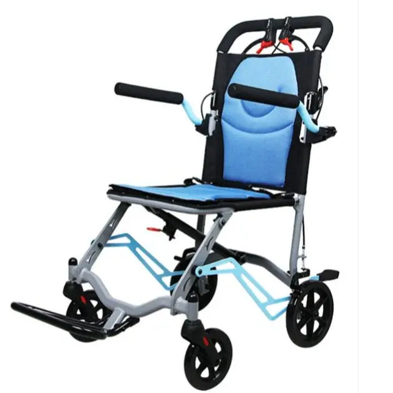 Lightweight Folding Transport Wheelchair for Adults & Seniors – 18 Lbs Aluminum Frame – Removable Turn over Armrests – Swing-Away Footrests – Locking Handbrake – 220 Lbs Capacity – Easy Fold & Carry – Ideal for Travel & Indoors