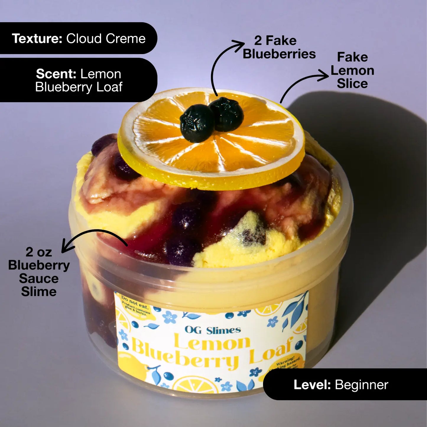 Lemon Blueberry Loaf - OG Slimes 7 Oz Cloud Creme Slime