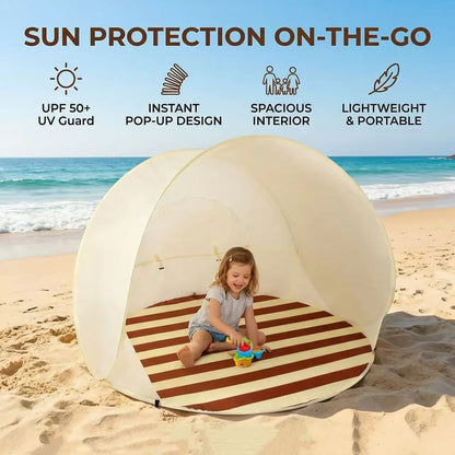 Compact Portable Beach Tent Sun Shelter – Small Lightweight Pop up Tent – Uv-Resistant Instant Setup for Camping, Backyard, Beach Picnics & Outdoor Travel – Essential Sun Shade Canopy