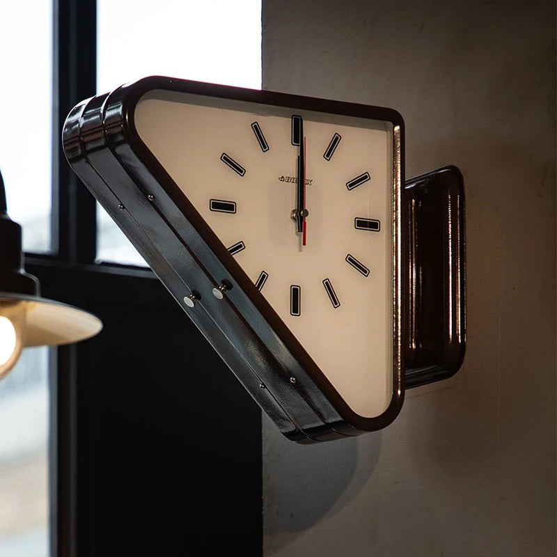 Living Room Minimalism Clocks Two-Sided Wall Clocks Triangle Modern Clock Mechanism Silent Design Clock Watch for Decoration
