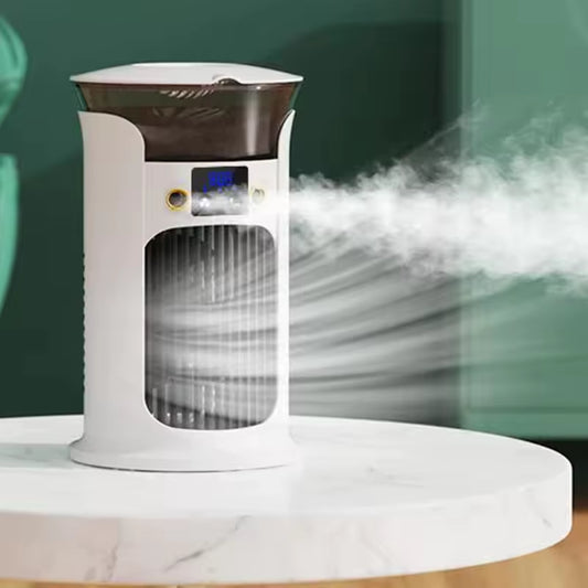 USB Portable Water-Cooled Multifunctional Air Conditioner Fan Mute Summer Cool for Office & Car Plastic Battery-Powered