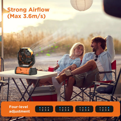 OGERY Rechargeable Camping Fan with LED Light, Portable Multi-Functional Fan with 360° Rotating Hook, Oscillating Emergency Camping Fan Cordless Rotatable Battery Powered Lightweight Summerwins