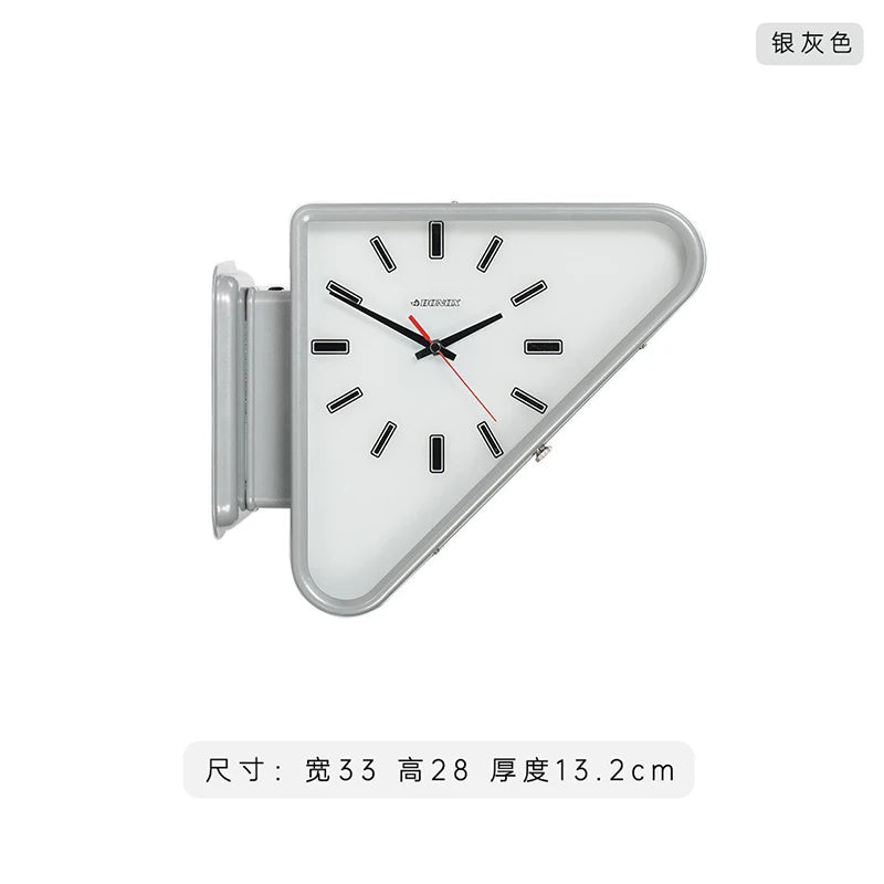 Living Room Minimalism Clocks Two-Sided Wall Clocks Triangle Modern Clock Mechanism Silent Design Clock Watch for Decoration