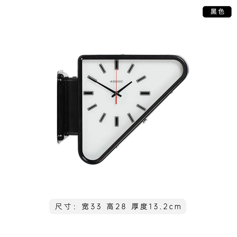 Living Room Minimalism Clocks Two-Sided Wall Clocks Triangle Modern Clock Mechanism Silent Design Clock Watch for Decoration