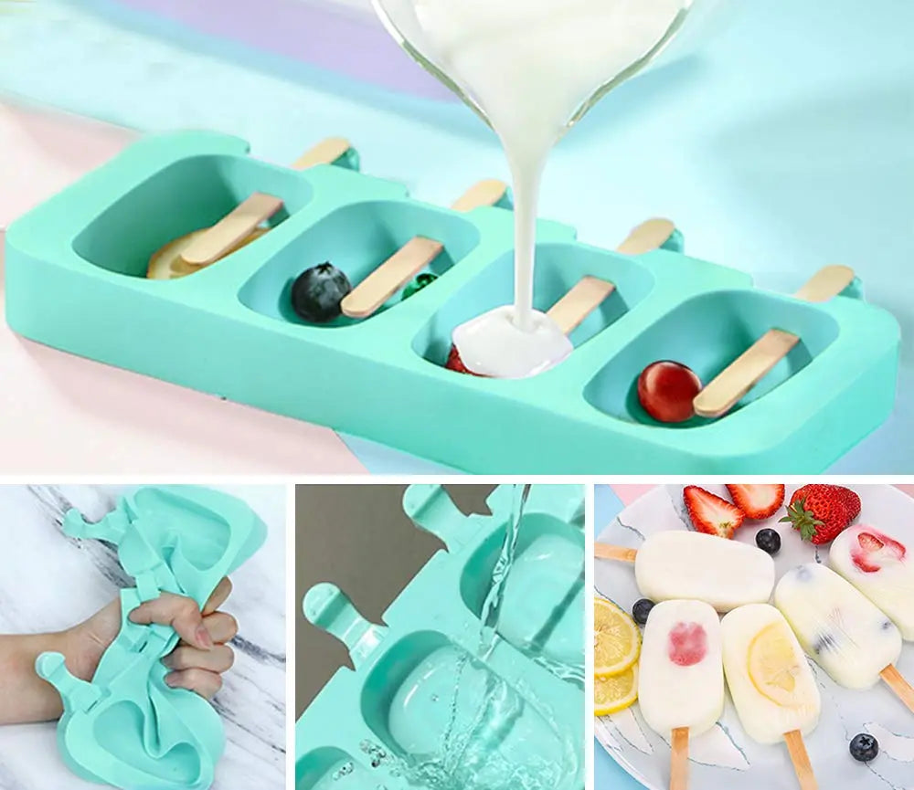 Popsicles Molds, 2 Pack Homemade Cake Pop Molds, Reusable Silicone Ice Pop Cream/ Cakesicle Maker Molds