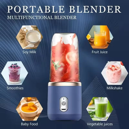 400ML Kitchen Tool Portable Small Electric Juicer Stainless Steel Blade Cup Juicer Fruit Automatic Smoothie Blender