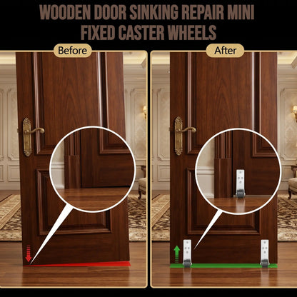 2 Pcs Multifunctional 0.9" Low Profile Fixed Casters, Small Wheels for Wooden Furniture & Bedroom Door Sinking Fix
