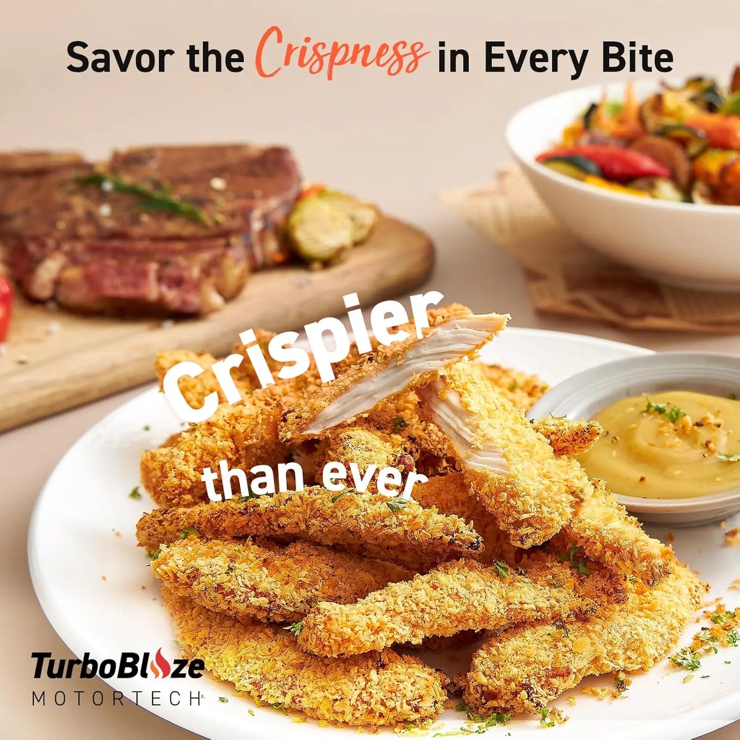 COSORI Air Fryer Turboblaze 6-Qt Compact, 9 Functions, 5 Speeds, Healthy Ceramic Coating, Nontoxic, 95% Less Oil, Fast & Crispy Cooking, Easy to Clean, Recipes