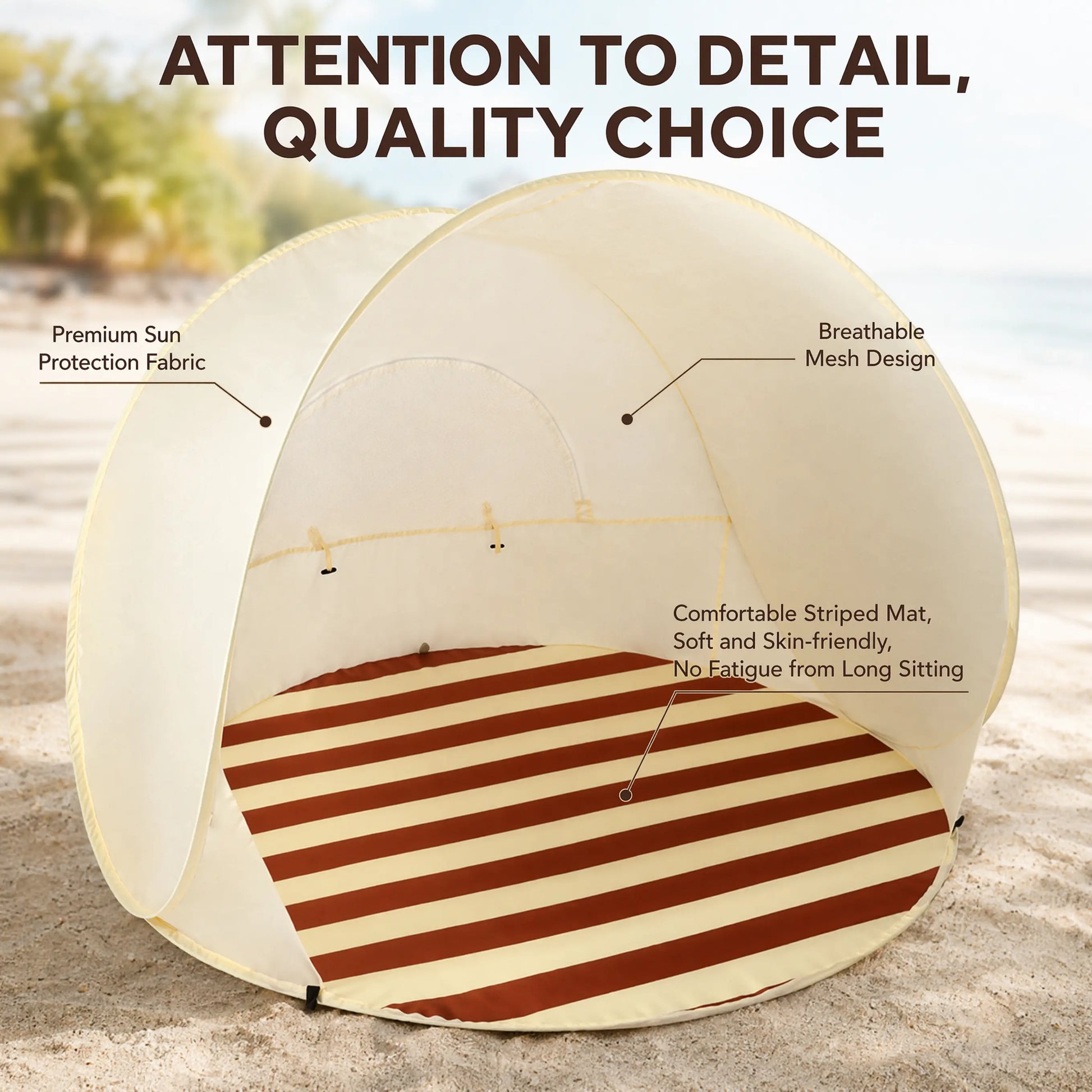 Compact Portable Beach Tent Sun Shelter – Small Lightweight Pop up Tent – Uv-Resistant Instant Setup for Camping, Backyard, Beach Picnics & Outdoor Travel – Essential Sun Shade Canopy
