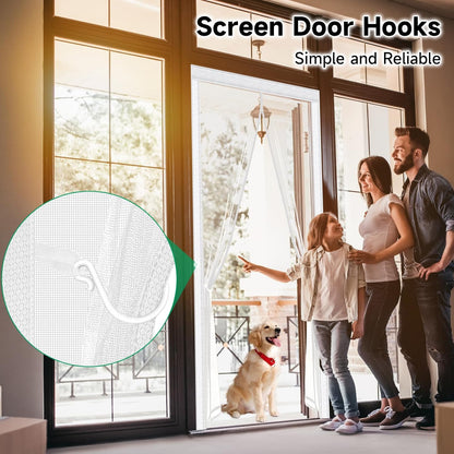 Upgraded Magnetic Screen Door, Heavy Duty Fiberglass Mesh, Quick Close Full Strip Magnets, Door Screen Magnetic Closure for Single Door Size 36 X 80 Inch, Screen Door Size 39 X 82 Inch White